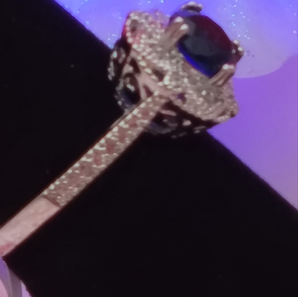 💍GORGEOUS💍 STERLING SILVER SAPPHIRE & CZ RING - Picture 5 of 6